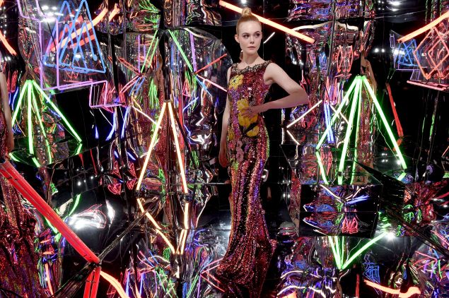 Elle Fanning at a "Neon Demon" press event that could double as a set-piece from the film itself