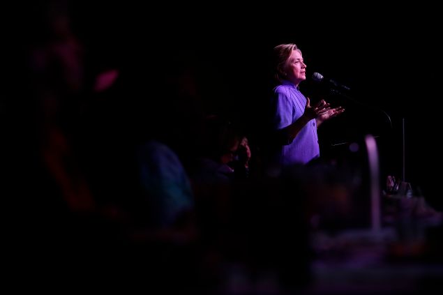 Democratic presidential candidate Hillary Clinton delivers the keynote speech during the Rainbow PUSH Coalition's International Women's Luncheon June 27, 2016 in Chicago Illinois. Clinton addressed gun violence across the country and referred to the Orlando, Florida Pulse nightclub shooting and the uptick in gun crime across Chicago. 