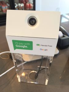 The Hands Free payment system seen at Off The Stick Kabob in Sunnyvale, California.