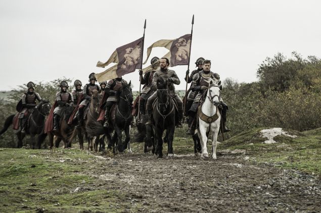 Jerome Flynn as Bronn and Nikolaj Coster-Waldau as Jaime Lannister.