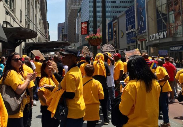 Macy's employees gathered at the Rally for a Fair Contract on June 2