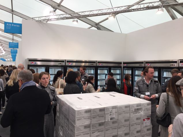 Société Berlin gallery's Frieze New York booth, filled with Soylent flavored by the artist.