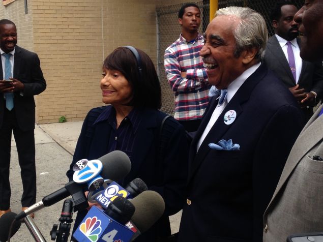 Congressman Charles Rangel with his wife Alma, left, and Assemblyman Keith Wright, right.