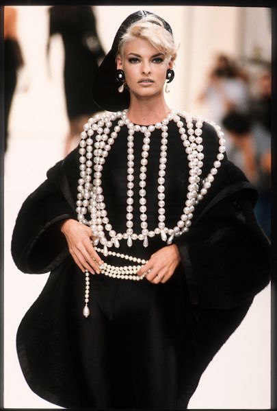 Linda Evangelista in Chanel's F/W 1992 ready-to-wear collection, from Chanel Catwalk: The Complete Collections of Karl Lagerfeld, $75