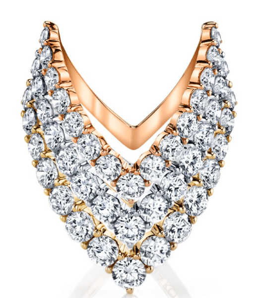 Anita Ko 18K Rose Gold, White Gold, Yellow Gold Round Diamond V Ring, $7,675