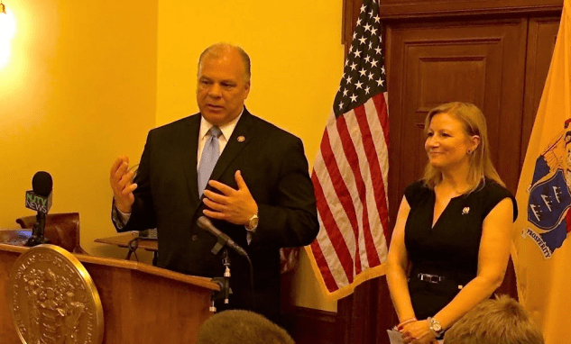 A school funding bill from Senate President Steve Sweeney (left) and Assemblywoman Joann Downey (right) advanced in committee Monday.