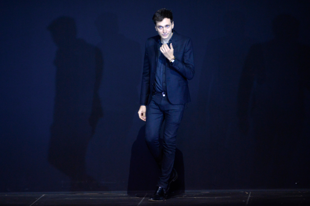 Hedi Slimane takes a bow on the Saint Laurent runway 