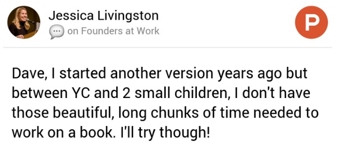 Jessica Livingston on Product Hunt