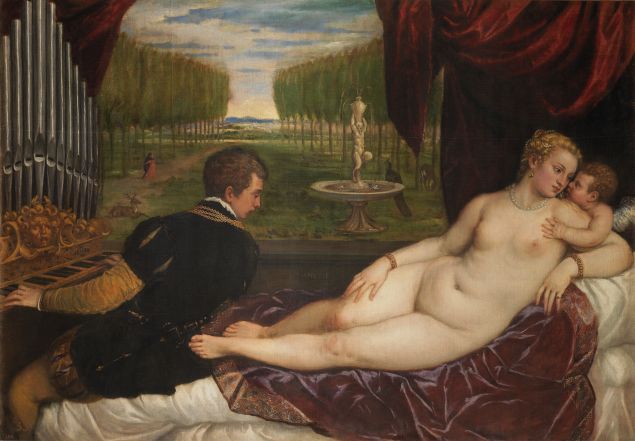 Titian (Tiziano Vecelli), Venus with an Organist and Cupid, (ca. 1550–1555).