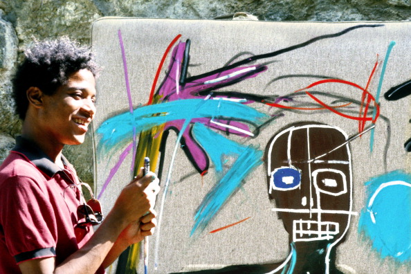 Artist Jean-Michel paints in 1983 in St. Moritz, Switzerland.