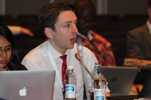 Berin Szoka speaks at a tech transparency conference.