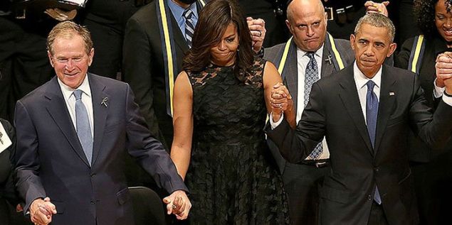 George W. Bush and Michelle Obama.