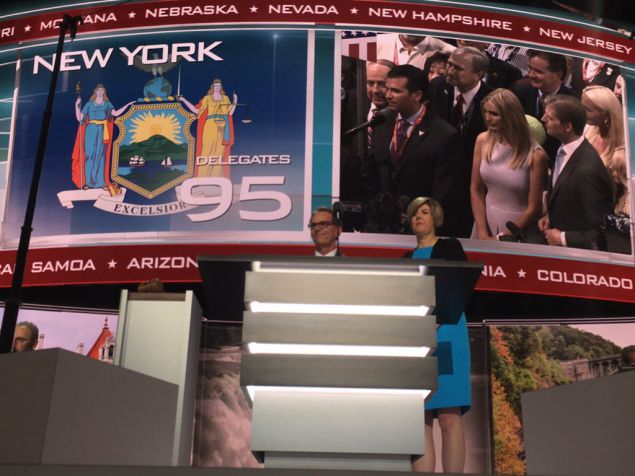 Donald Trump Jr. and his kin on the jumbotron at the GOP convention.