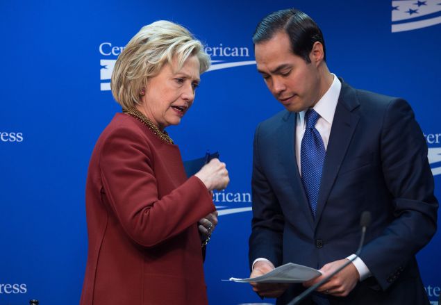 Secretary Julian Castro with Hillary Clinton.