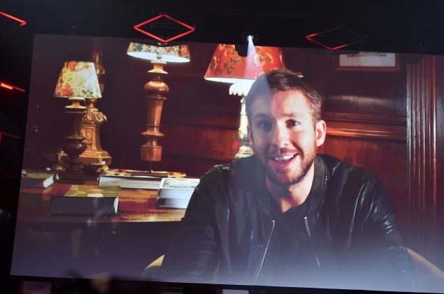 LOS ANGELES, CA - MARCH 29: DJ Calvin Harris (via video) accepts the Dance Song of the Year award for 'Summer' onstage during the 2015 iHeartRadio Music Awards which broadcasted live on NBC from The Shrine Auditorium on March 29, 2015 in Los Angeles, California. 