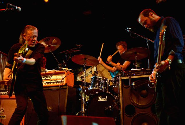 Michael Gira , Phil Puleo and Christopher Pravdica of Swans at day 2 of Coachella 2015.