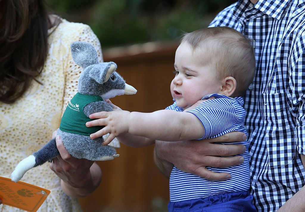 Perhaps Prince George will pass down his beloved holds a toy Bilby during a visit to Taronga Zoo on April 20, 2014 in Sydney, Australia. The Duke and Duchess of Cambridge are on a three-week tour of Australia and New Zealand, the first official trip overseas with their son, Prince George of Cambridge.