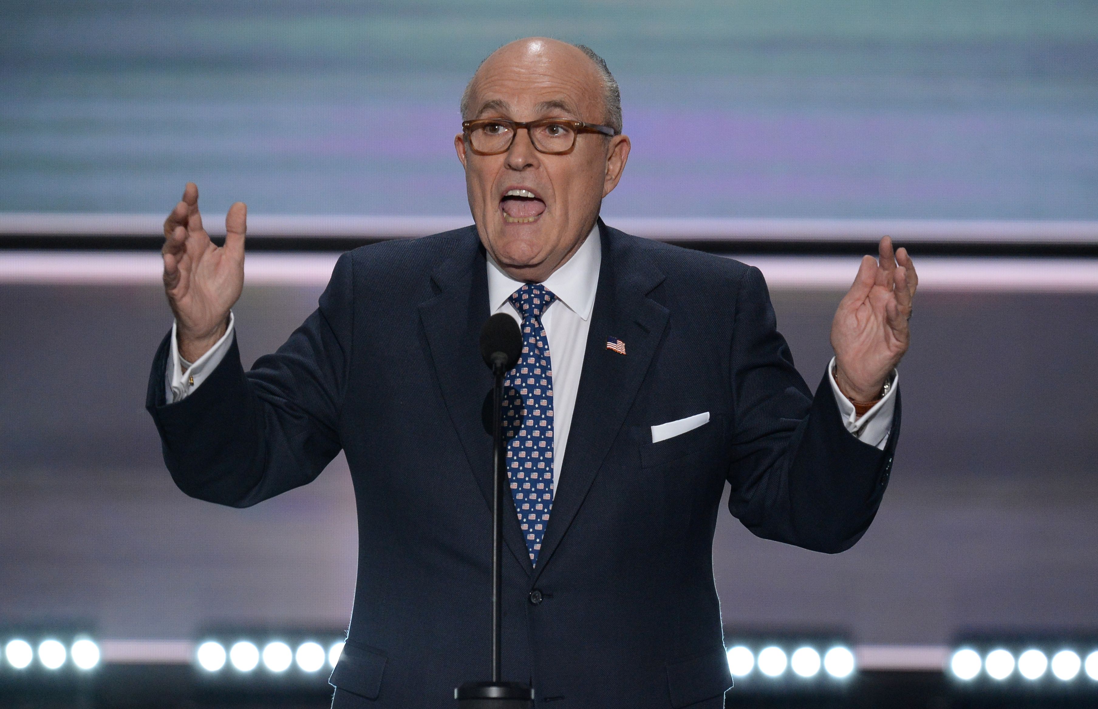 Former Mayor Rudy Giuliani speaking at the Republican National Convention. 