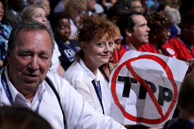 Susan Sarandon during the first day of the Democratic National Convention at the Wells Fargo Center, July 25, 2016 in Philadelphia, Pennsylvania. 
