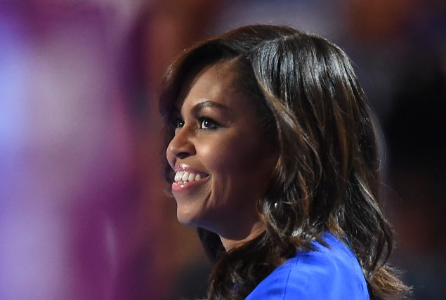 First Lady Michelle Obama speaks on the first day of the Democratic National Convention at the Wells Fargo Center, July 25, 2016 in Philadelphia, Pennsylvania.
