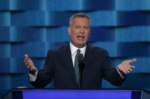 Bill de Blasio speaks at the Democratic Convention.