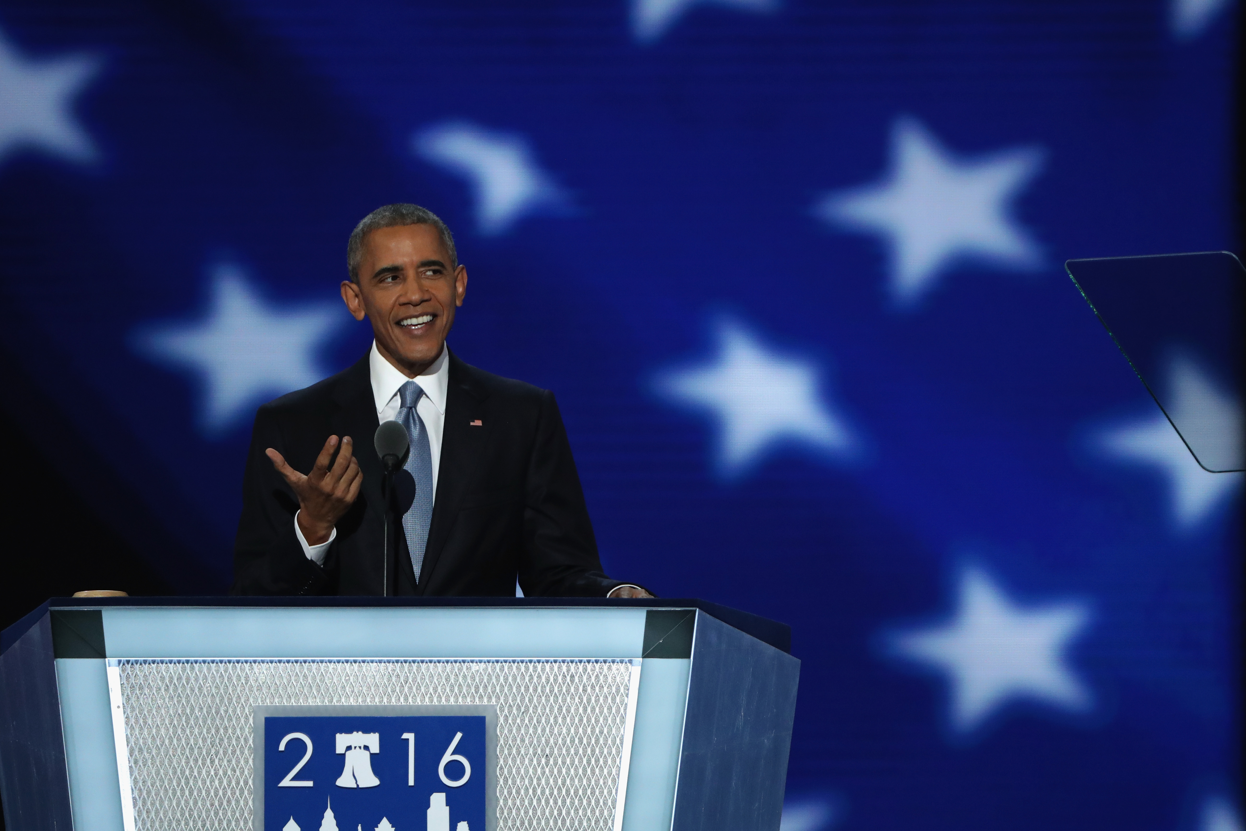President Barack Obama speaks at the Democratic National Convention.