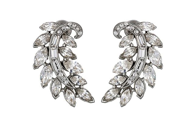 Ben Amun Crystal Feather Stud Earrings