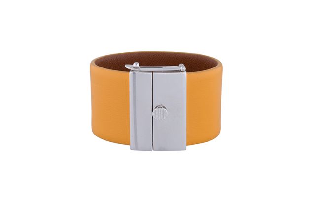 Céline Orange Leather Cuff Bracelet