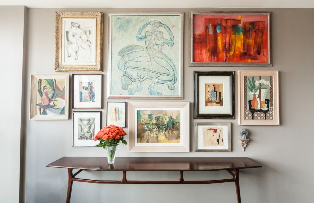 A gallery wall in the duo's home