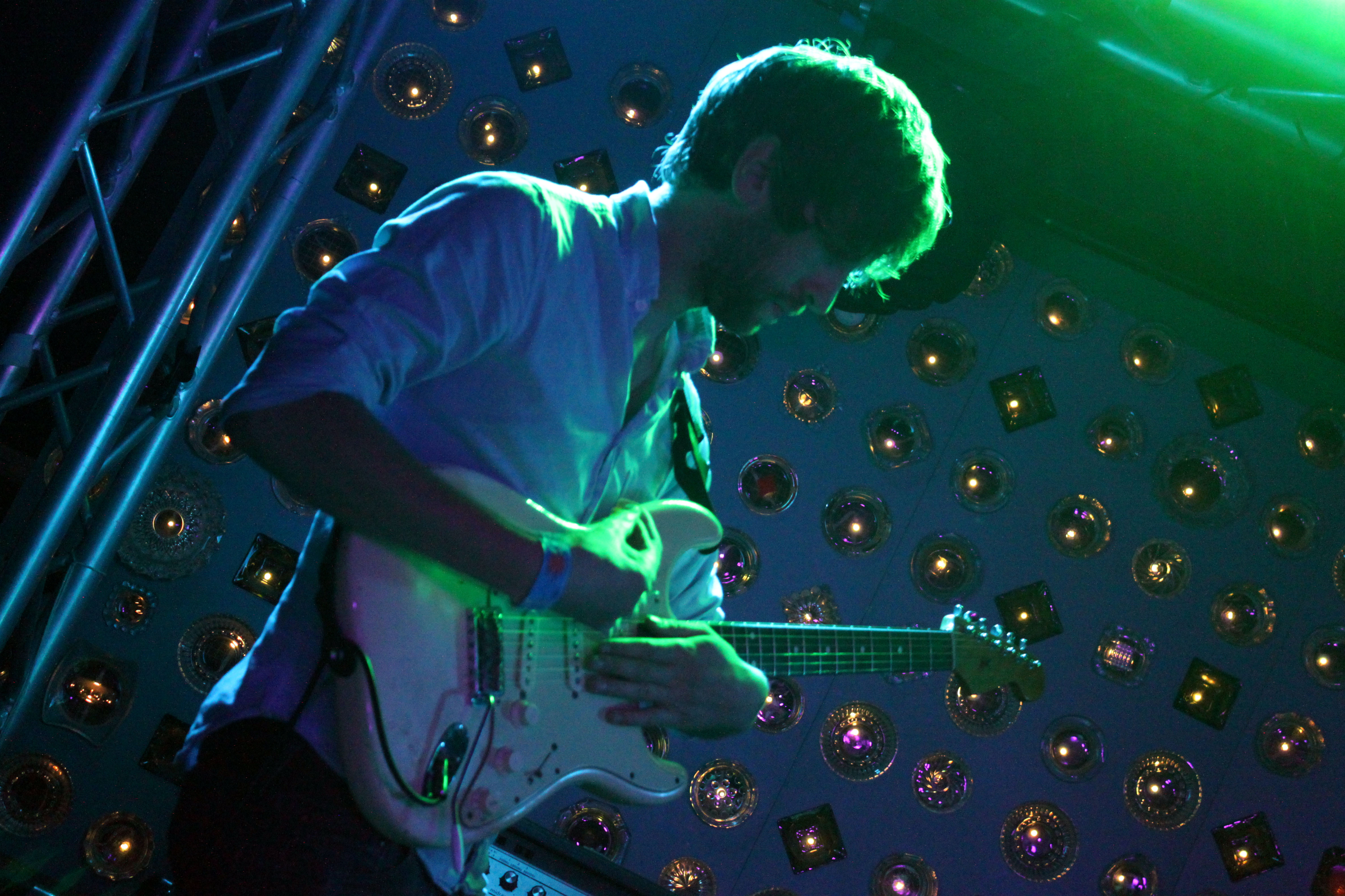 Alan Duggan's guitar work, heavily rythmic, treated and textured, often finds him crawling up the neck to make sounds you've never heard before