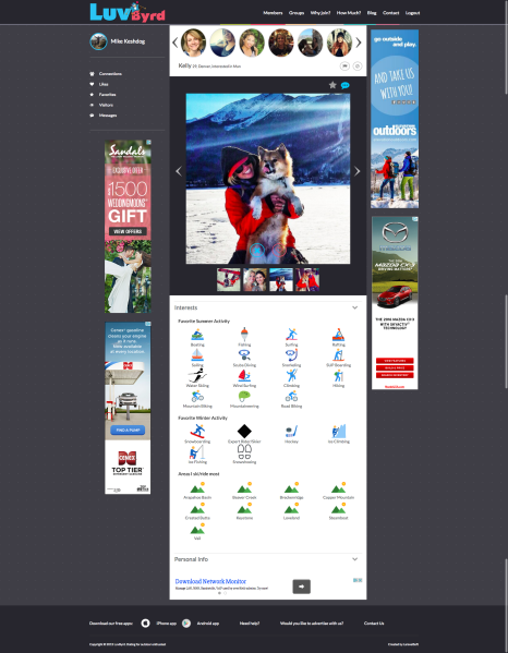 A profile on the website.