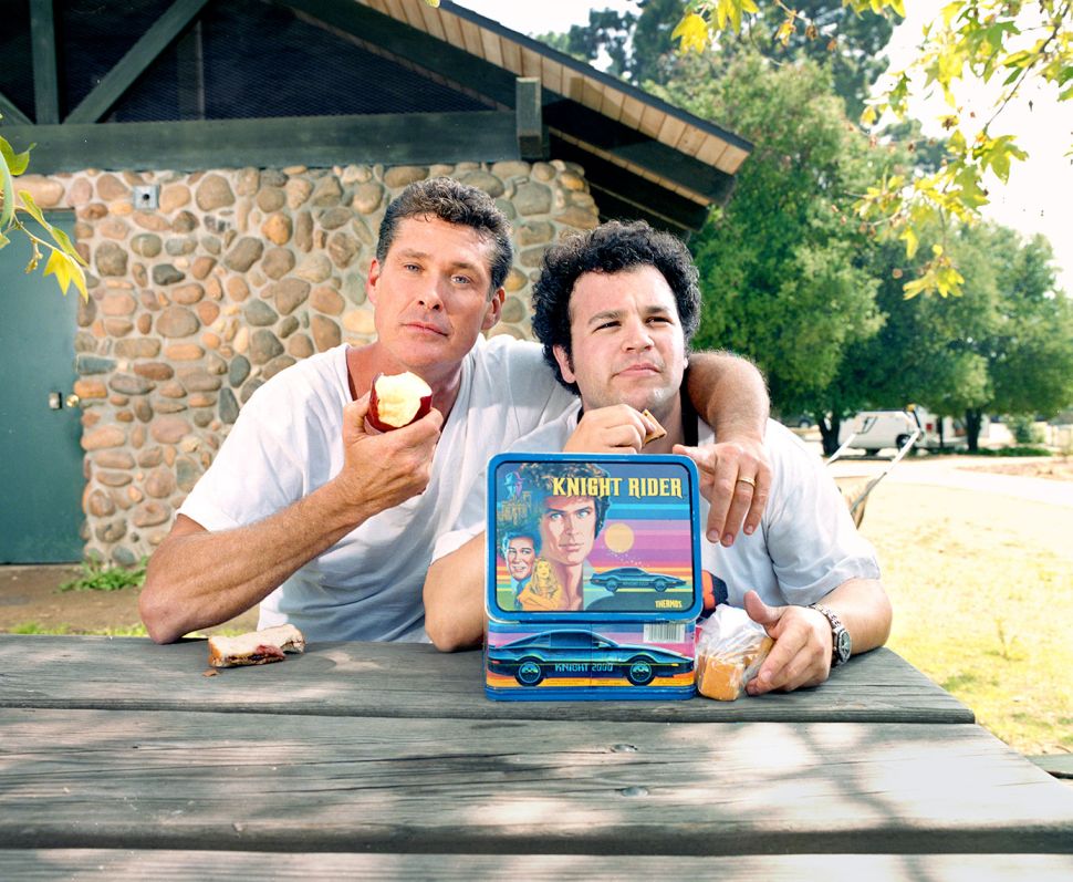Photographer Michael Lewis with actor David Hasselholf.