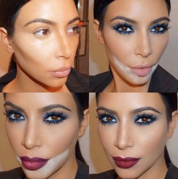 Kim Kardashian showing off the "sandbagging" technique.