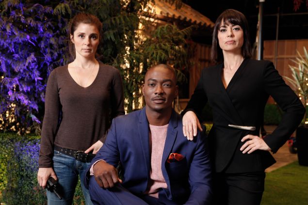 Shiri Appleby, B.J. Britt and Constance Zimmer in season 2 of UnREAL.
