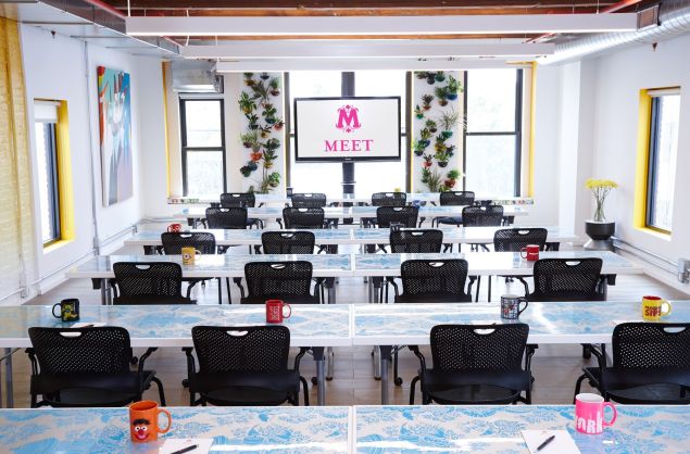 Meetings would definitely be less dreary in this colorful wonderland.