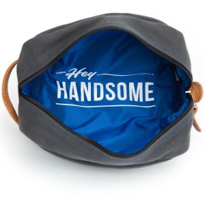 This secret 'Hey Handsome' phrase is a happy surprise for the inside of Owen & Fred's shaving kit bag.