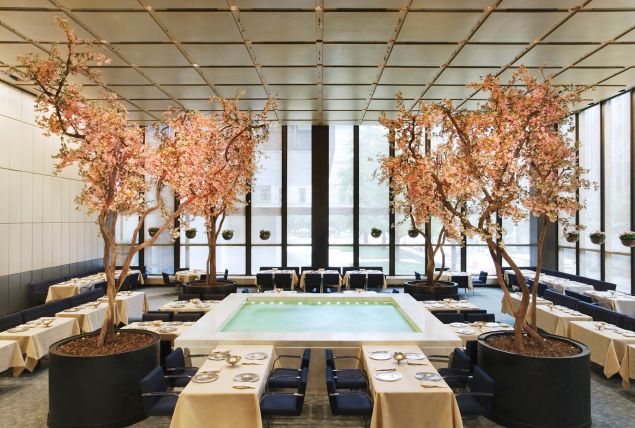 The Four Seasons dining room and pool.