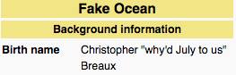 "Fake Ocean," "why'd July to us?"