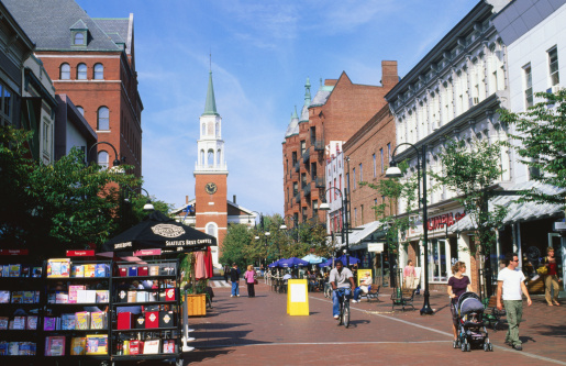Downtown Burlington, where you'll find bars, restaurants, shops and Ben & Jerry's.