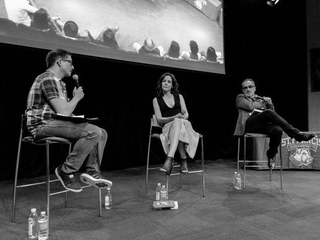 Mary-Louise Parker and Elvis Costello answer questions from moderator Jason Gots.