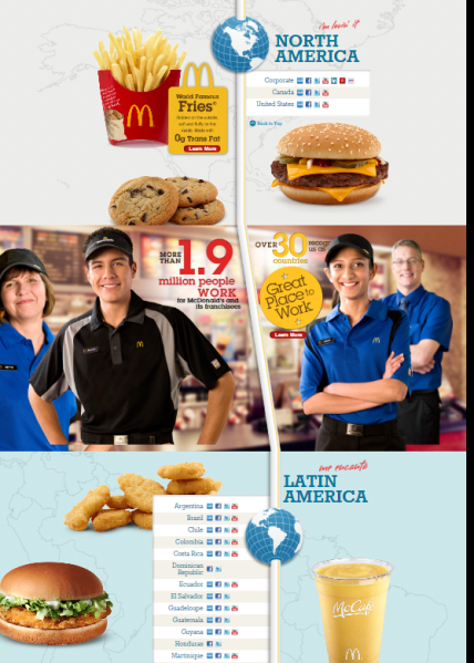 McDonald's North American and Latin American webpages. See the difference?