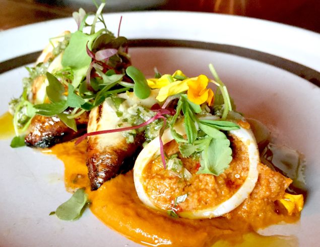 Chorizo-stuffed squid at Poco Wine Bar, where all the food is under $10.