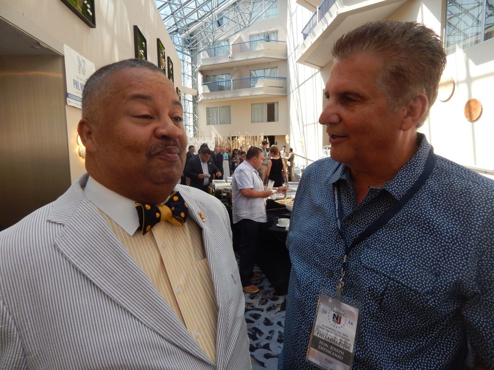 DiVincenzo, right, with U.S. Rep. Donald Payne, Jr.