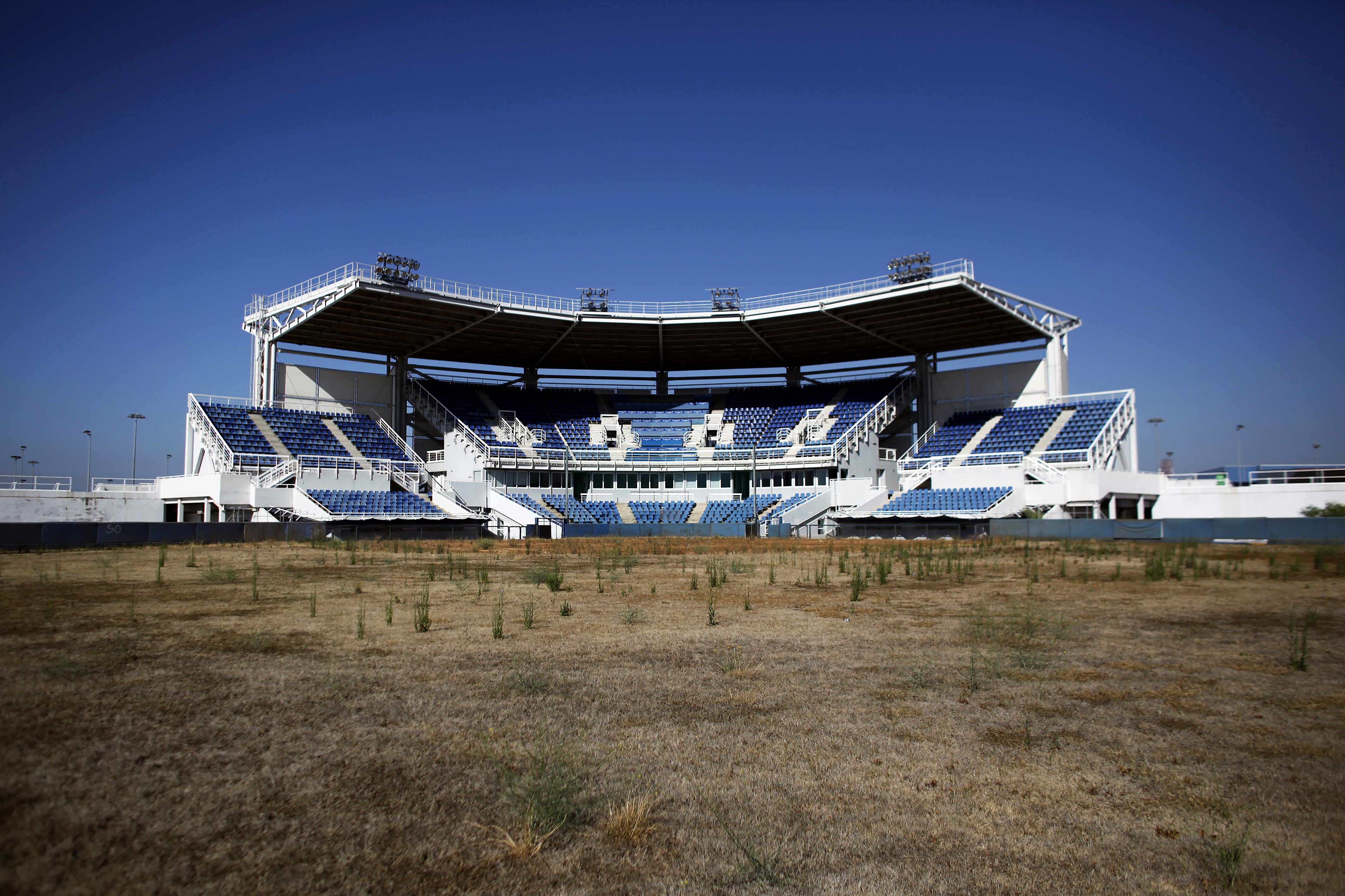 An abandoned softball stadium in Greece – a leftover from the 2004 Olympics.