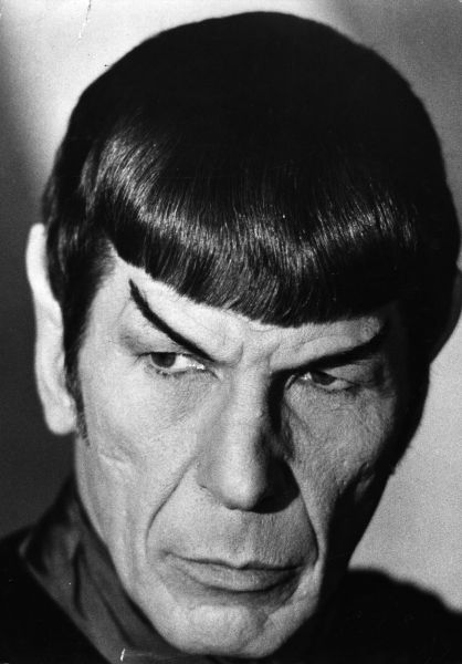 US actor, producer and director Leonard Nimoy as Mr Spock from the TV series 'Star Trek'.