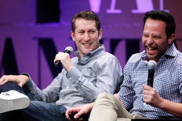 SAN FRANCISCO, CA - OCTOBER 09: Filmmaker Scott Aukerman and actor Nick Kroll speak onstage during "How to Earn Thousands Making Comedy" at the Vanity Fair New Establishment Summit at Yerba Buena Center for the Arts on October 9, 2014 in San Francisco, California.