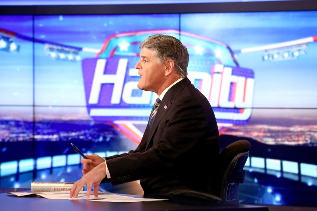 Sean Hannity on the set of FOX News Channel's 'Hannity' at FOX Studios on August 31, 2015 in New York City. 