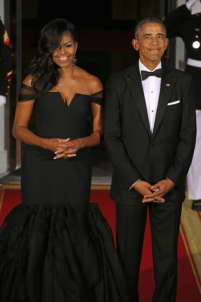 Michelle Obama has been credited with making the of-the-shoulder dress popular.