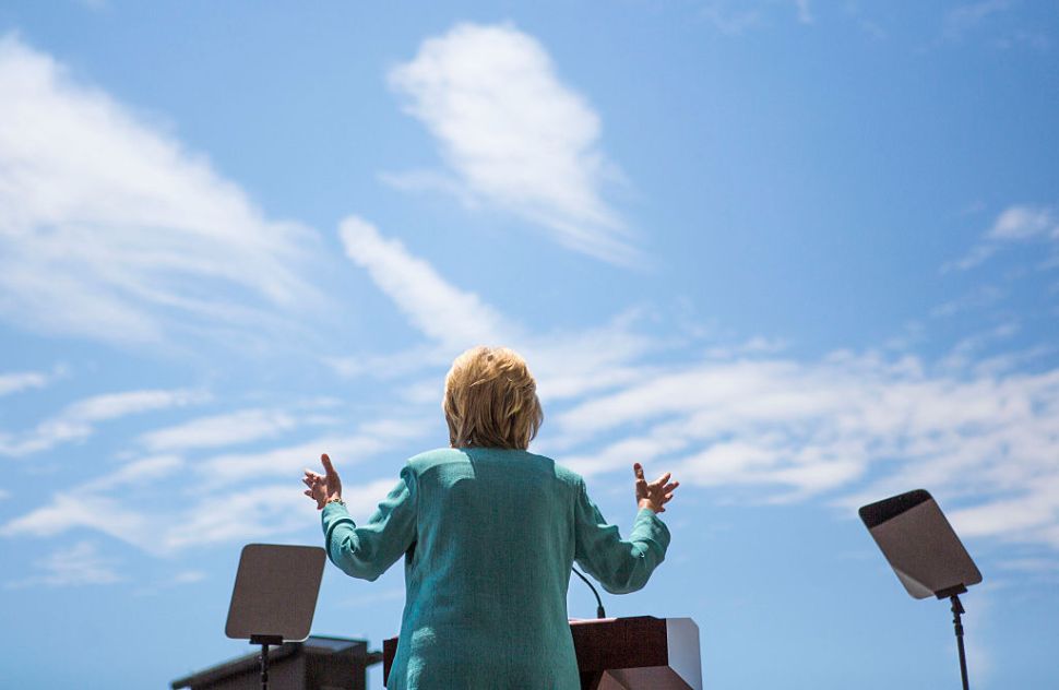 ATLANTIC CITY, NJ - JULY 6: Presumptive Democratic presidential nominee Hillary Clinton speaks at a rally on the boardwalk on July 6, 2016 in Atlantic City, New Jersey. Clinton addressed presumptive Republican presidential nominee Donald Trump's business record. (Photo by Jessica Kourkounis/Getty Images)