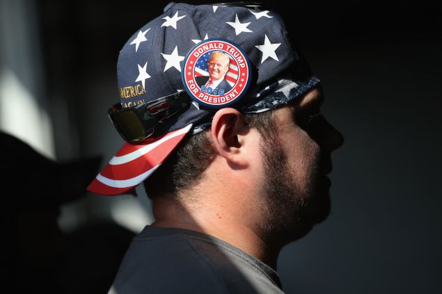 Supporters of Republican presidential candidate Donald Trump listen to him speak on July 27, 2016 in Scranton, Pennsylvania. 